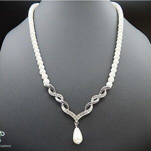 "eve"  Faux Pearl & Rhinestone Necklace & Bracelet Set